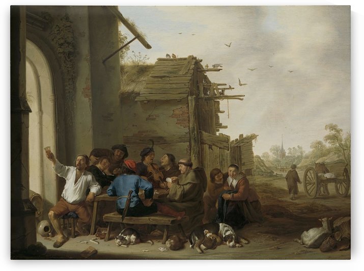 Figures before a village inn, 1642 by Cornelis Saftleven