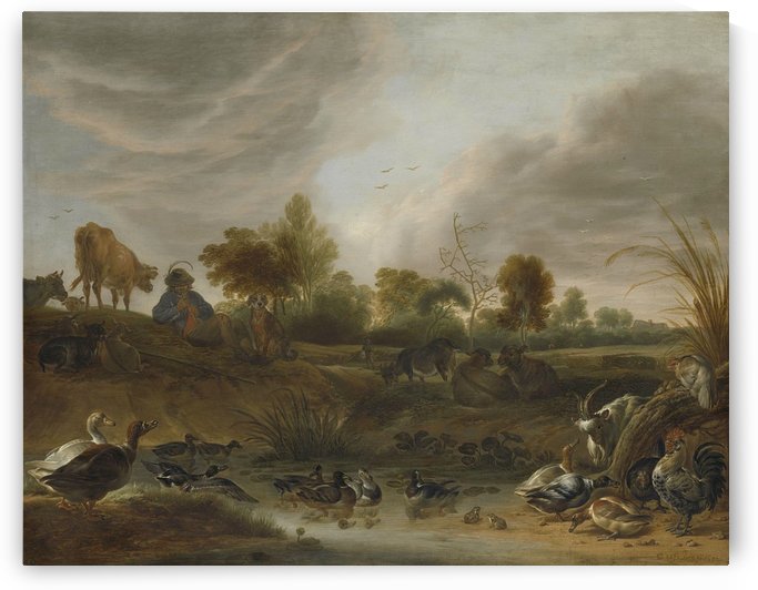 Landscape with animals, 1652 by Cornelis Saftleven