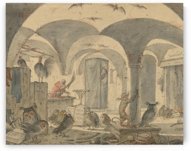 An enchanted cellar with animals by Cornelis Saftleven