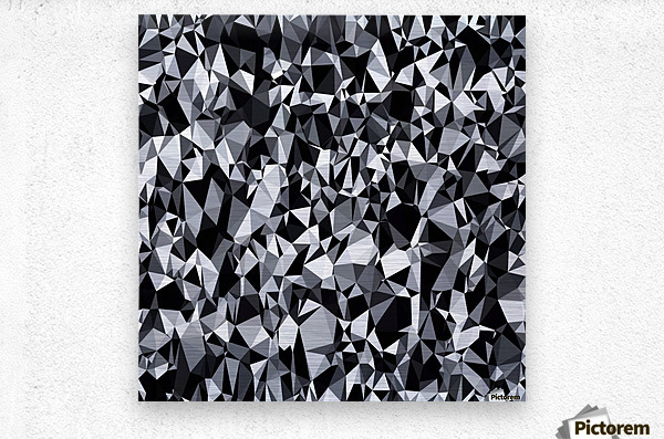 Geometric triangle polygon pattern abstract in black and white metal print Geometric triangle polygon pattern abstract in black and white metal print