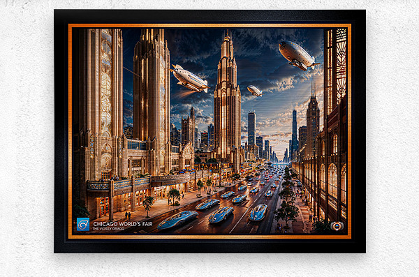 Retro-Futuristic Cityscape Of The 2253 Chicago Worlds Fair