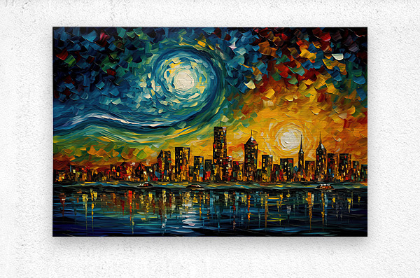 油絵　絵画　原画　ラメ使用『The Nighthawk_starry sky』 星空の風景画 油絵 原画 アート 絵画