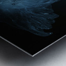 Glowing blue jellyfish in the dark water Metal print