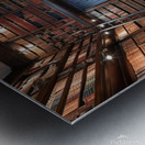 Traditional library with floor-to-ceiling bookcases Metal print