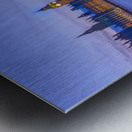 Benches on Thames promenade Metal print