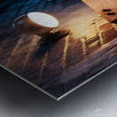 a captivating cinematic scene set in a dimly lit Metal print