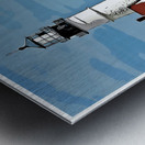 Waves Crash By Portland Head Light as Sun Breaks Through Clouds  - Illus. Metal print