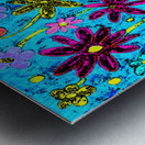 Abstract Vibrant Floral Display on a Blue Background Metal print