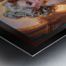 Mesmerizing Rococo-Style Platinum Blonde Beauty In Aqua Green Satin Lingerie AI Concept Art by Xzendor7 Metal print