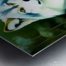 Beautiful White Wolf in the Forest Moonlight Painting Metal print