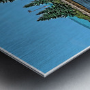 Boats Anchored by Pumpkin Island Light in Maine - Illus. Metal print