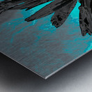 Abstract Dark Fiery Daisy on a Turquoise Abstract Background Metal print