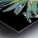 Abstract Vibrant Green and Blue Daisy Flower Metal print