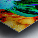 Abstract Green Cone Flower Too on an Orange Abstract Background  Metal print