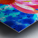 Abstract Pink Cone Flower on a Blue Abstract Background Metal print