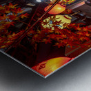 Tourists walking in alley decorated with japanese lanterns at ni Metal print