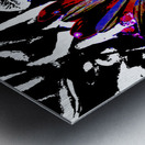 Abstract Vibrant Red and Blue Daisy Metal print