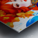 Colorful Whimsical Abstract Cute Vintage Style Fantasy Girl Painting  Metal print