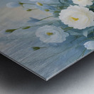 A celestial painting featuring blue and white flowers in soft pastel tones adding tranquility and beauty to your decor. Generative Al Metal print