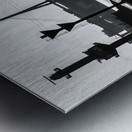 Black and white shot of harbor panorama and Köhlbrandbrücke at the Elbe River in Hamburg Germany  Metal print