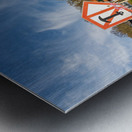 Typical houses at the waterfront and city beach at the Elbe River in Hamburg Germany  Metal print