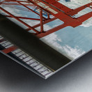 Ship unloading at a container terminal in the port area of Hamburg Germany Metal print