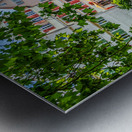 Traditional colourful half-timbered houses at the riverfront of Tübingen Germany  Metal print