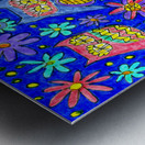 Abstract Owls and Colourful Flowers Metal print