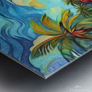 Tropical Beach with Palm Trees Golden Sand and Ocean Metal print