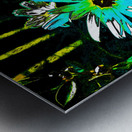 Abstract Blue and Green Daises Metal print