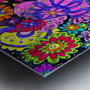 Abstract Psychedelic Floral Doodle Art Birds  Metal print