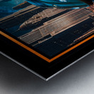 Retro-Futurism Cityscape With High Speed Train And Hovering Spacecraft Awe-Inspiring AI Concept Art by Xzendor7 Metal print