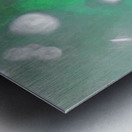 Abstract White Circular Shapes Floating in Green  Metal print