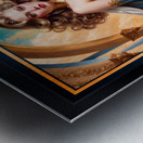 Regal Woman In Opulent Gold And Turquoise Attire Amidst Classic Cityscape Mesmerizing AI Concept Art by Xzendor7 Metal print