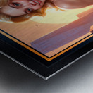 An Elegant Nude Pin-up Relaxing On A Rooftop Balcony At Sunset Stunning AI Concept Art by Xzendor7 Metal print