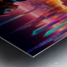 Beautiful Woman in Colorful Futuristic Cyberpunk City Painting Metal print