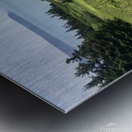 Hiking poles at lookout  Metal print