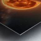 Fiery Orange Moon over Rocky Landscape Metal print