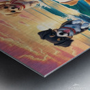 Adorable Puppies Playing at the Beach | Cute Sunset Dog Illustration Metal print