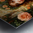 Art Nouveau Style Cute Girl in Rose Garden Painting Metal print