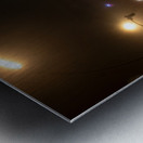 Long exposure night shot of a lit up streetcorner in Hamburg Altona Metal print