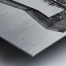 Black and white shot of the Elbe River in Hamburg seen through concrete arch Metal print