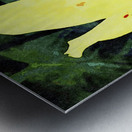 Vibrant yellow lilies in a watercolor style against greenery and yellow blooms Metal print