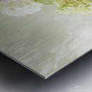 Beautiful white and pink hortensia flowers in vase on table	 Metal print