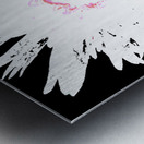 Distressed Abstract White and Pink Daisy on a Black Background Metal print