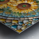 Stunning Mosaic Artwork of Sunflowers in a Decorative Blue Vase Metal print