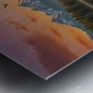 Golden Sunset Over Serene Mountains - Reflective Lake and Pine Trees - Nature Wall Art Metal print