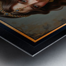 A Timeless Portrait of Anna-Marie in a Gold Embroidered Teal Dress Enchanting AI Concept Art by Xzendor7 Metal print