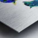 Abstract Green and Blue Singing Cats Metal print