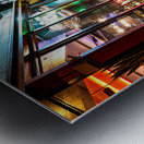 Night shot of restaurant and blurred car lights on a main street in Tübingen Metal print